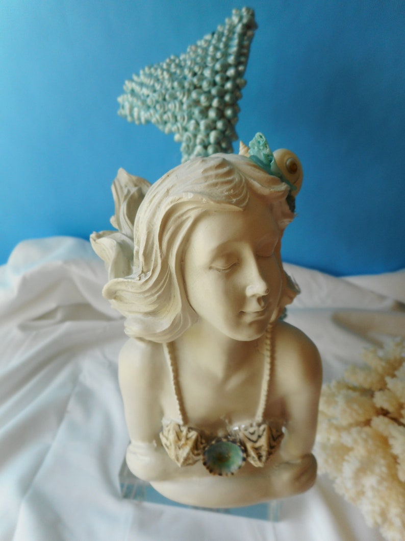 Stunning SeaShell Mermaid Statue Decor-Mermaid Art Mermaid image 2