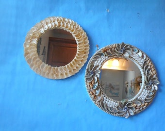 Round Abalone SeaShell Mirror - Coastal Beach Nautical Wall Decor