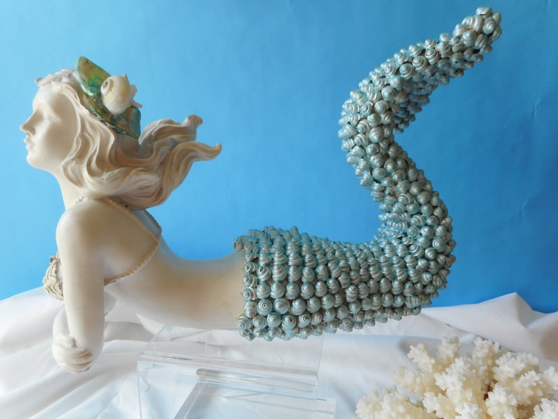 Stunning SeaShell Mermaid Statue Decor-Mermaid Art Mermaid image 0