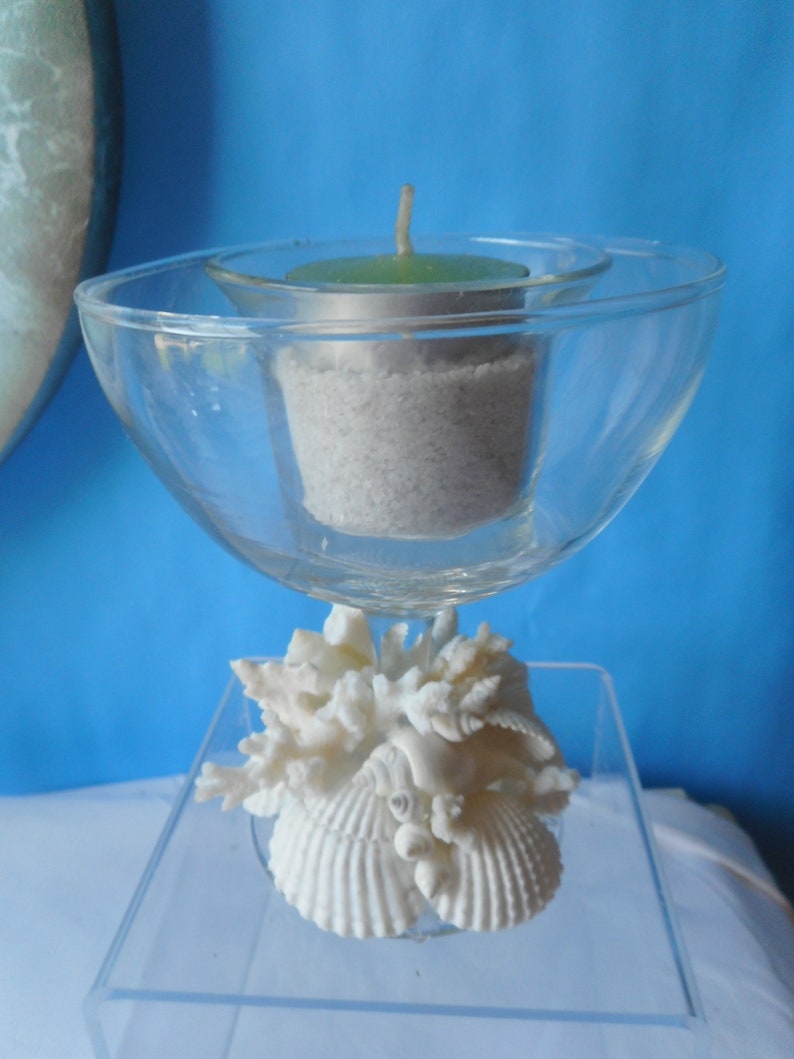 Sea Shell Glass Votive Candle Holderbeach Decorshell Etsy