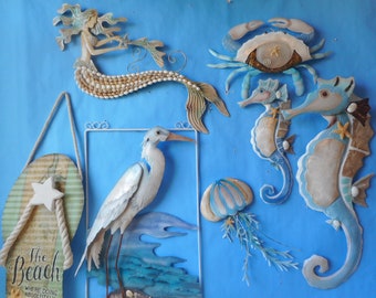 Metal Wall Beach Decor-Sea Life-Mermaid-Coastal Wall Decor