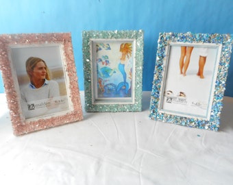 Stunning Art Glass Picture Frames- Picture Photo Frame-Coastal-Beach Nautical  Decor