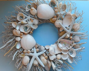 Seashell Summer Wreath-Coastal Door Beach Wreath-(MORE COLORS)