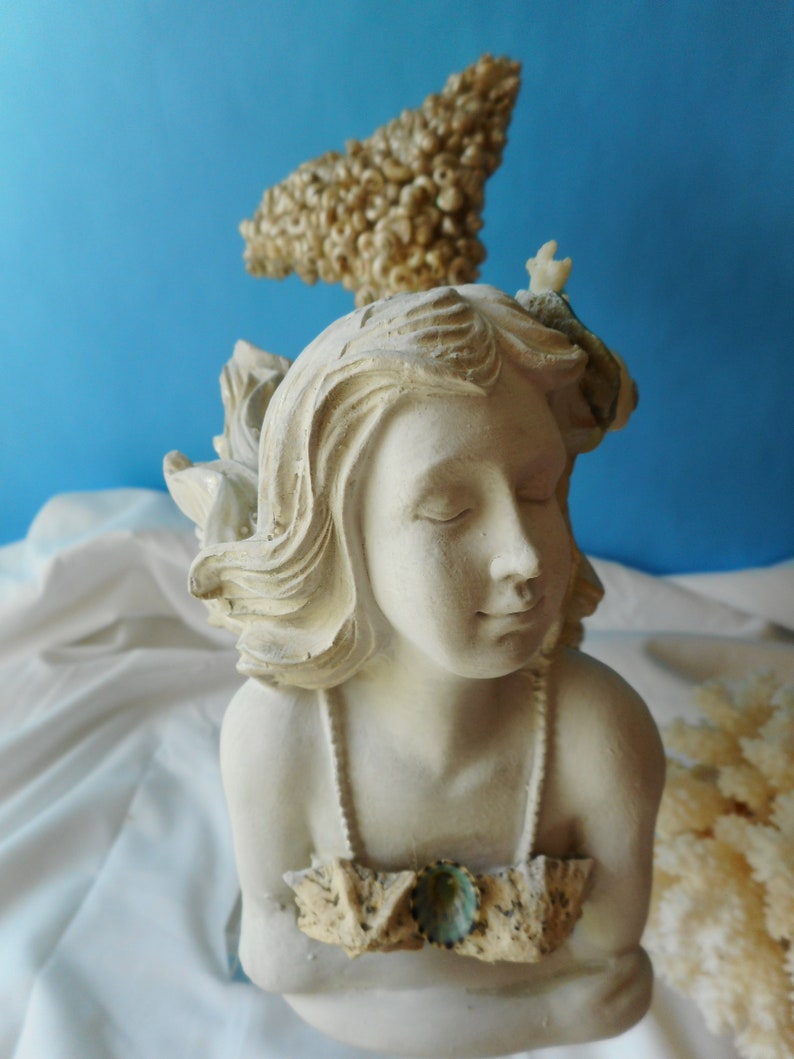 Stunning SeaShell Mermaid Statue Decor-Mermaid Art Mermaid image 5