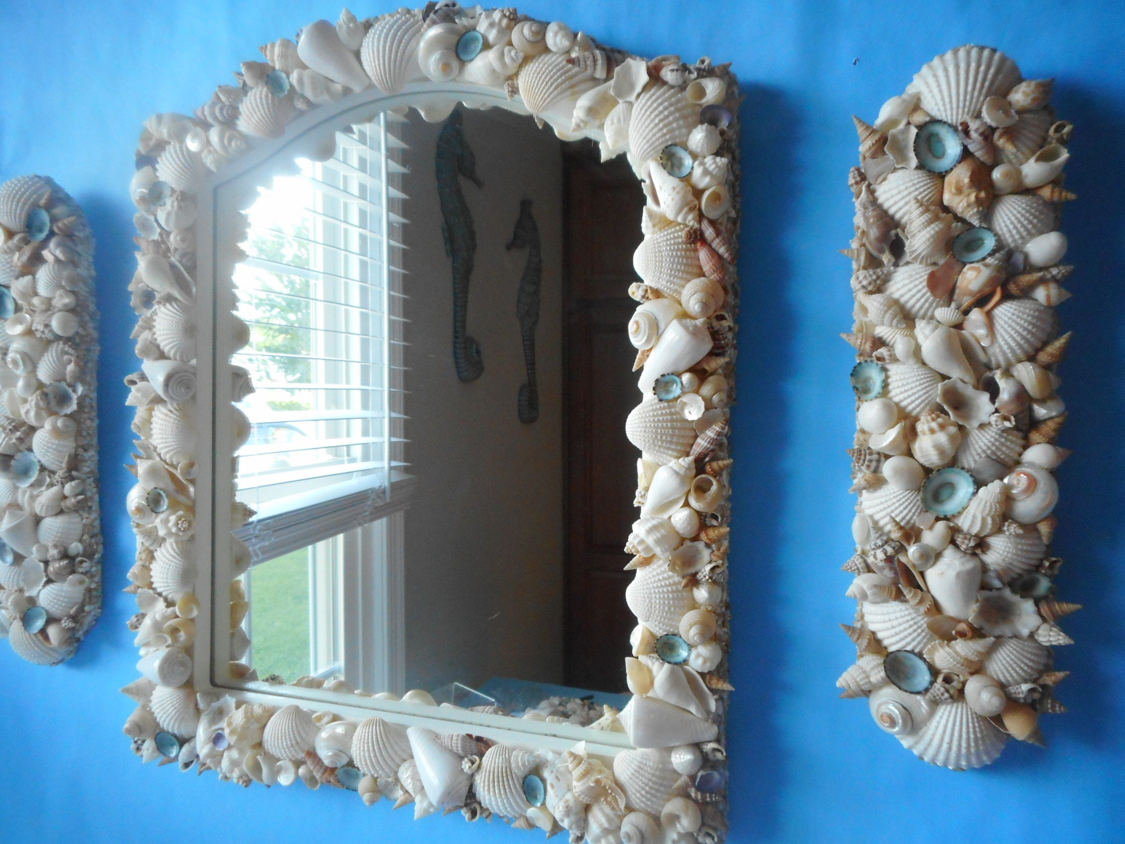 Sea Shell Wall Mirror Beach Decor Shell Mirror Nautical Etsy