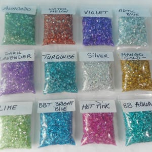 Art Glass Chips-Craft Supply-Crushed Glass-Coastal Beach Nautical Decor