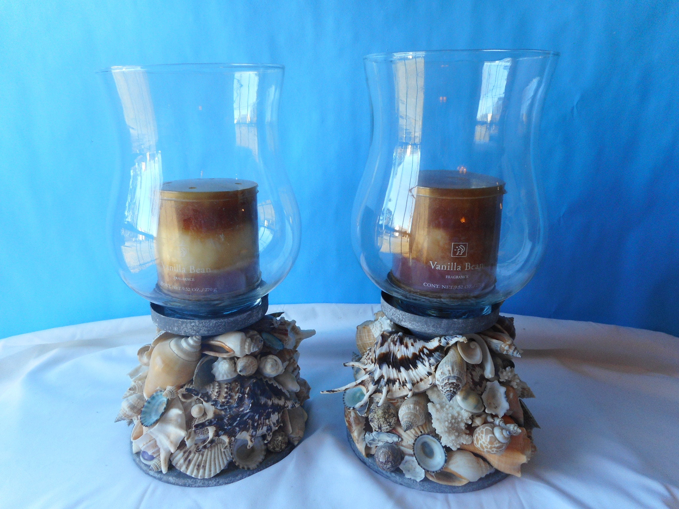 Sea Shell Hurricane Glass Pillar Candle HolderBeach Etsy