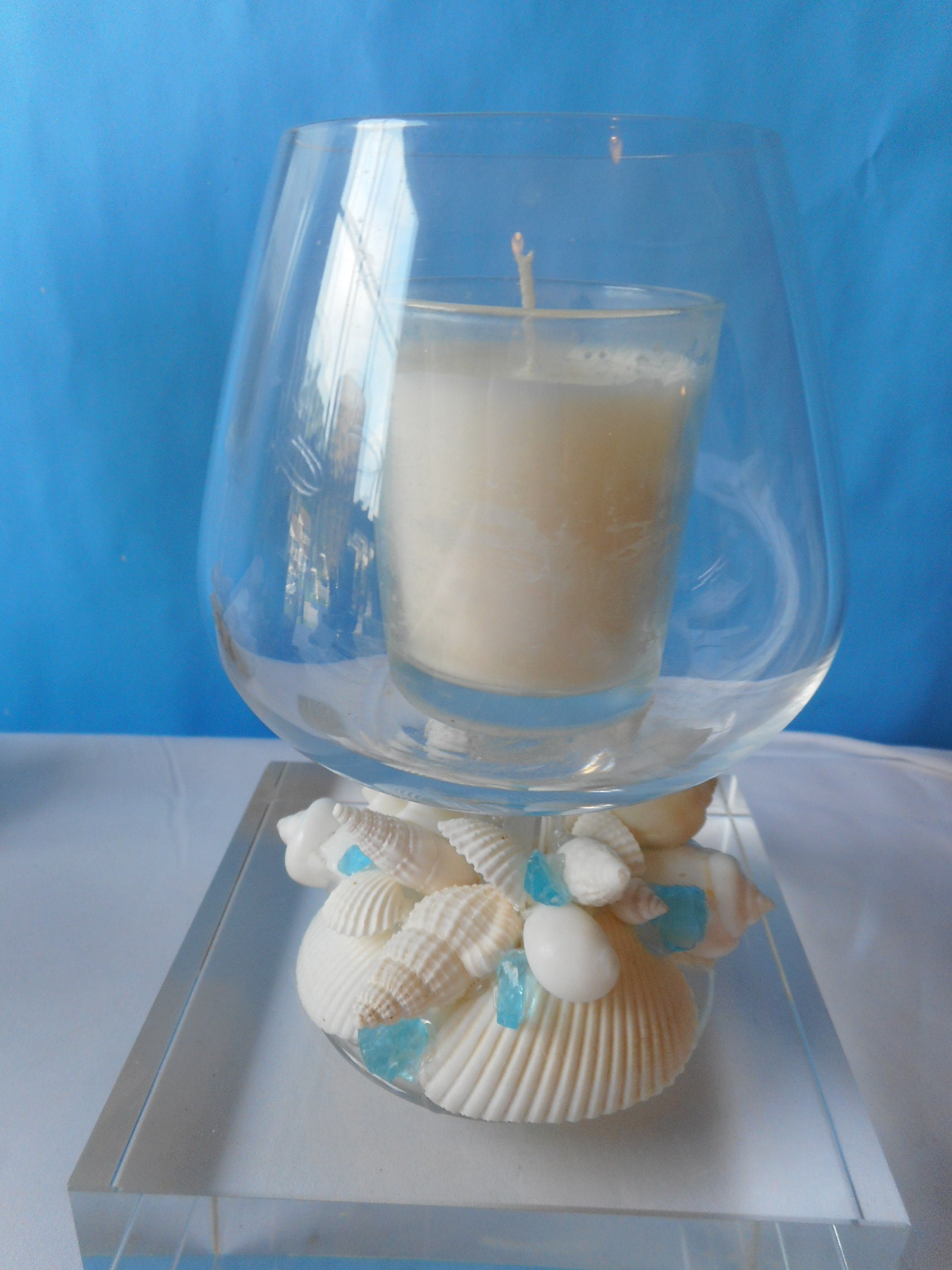 Sea Shell Glass Votive Candle HolderBeach DecorShell Candle Etsy