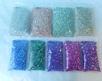 Art Glass Chips-Craft Supply-Crushed Glass-Coastal Beach Nautical Decor