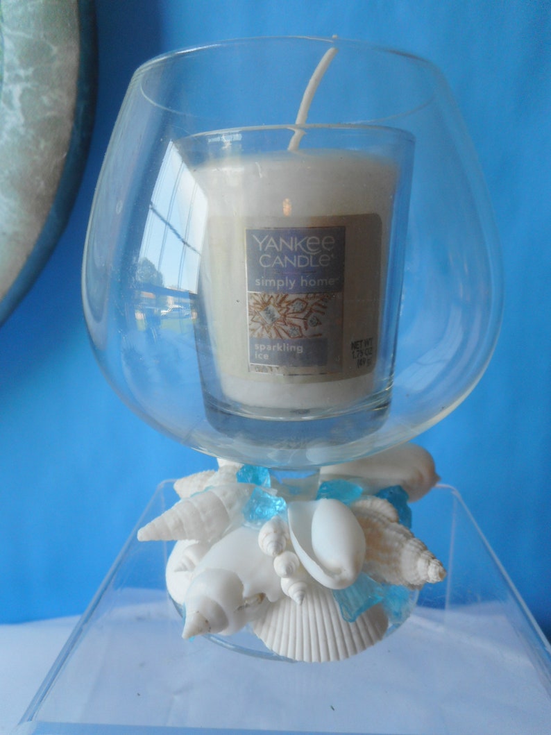 Sea Shell Glass Votive Candle Holderbeach Decorshell Etsy