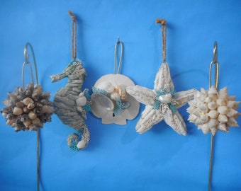 Sea Shell Ornament-Nautical Beach Tree Ornament-Coastal Christmas Home Decor