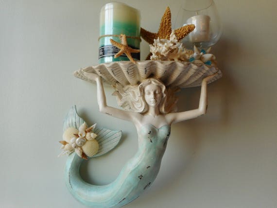 SeaShell Wall Mermaid Shelf Coastal Home Decor-Mermaid | Etsy