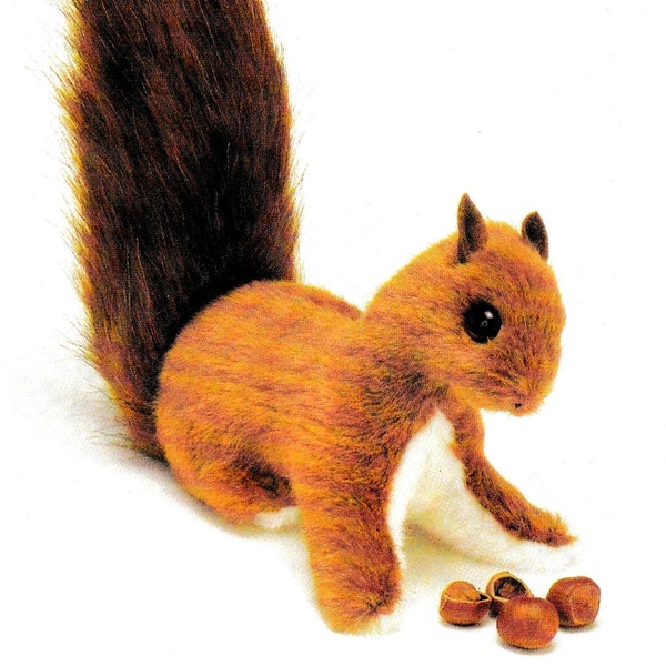 Vintage Craft Sewing Pattern  Red Squirrel  Soft Toy  Wildlife Woodland  Digital Download