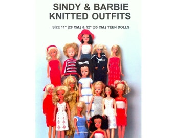 Vintage Knitting Pattern   Barbie Sindy Teenage 11 and 12 inch Fashion Doll Clothes Outfits Dresses Jeans Sailor Suit Hot Pants Accessories