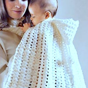 Vintage Crochet Pattern  PDF Baby Carrying Cape with Hood   Cloak Wrap Christening Baptism