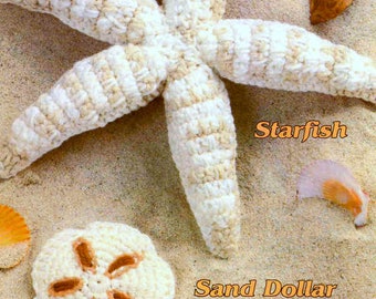 Vintage Crochet Pattern PDF  Starfish and Sand Dollar Shell  Soft Toy Decoration Animal Sealife Ocean Sea Fish Beach Bathroom Decor Ornament