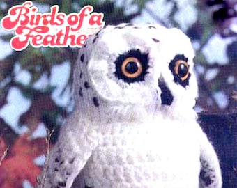 SALE *** Vintage Crochet Pattern Snowy Owl   Soft Toy Animal Zoo Bird Woodland Forest