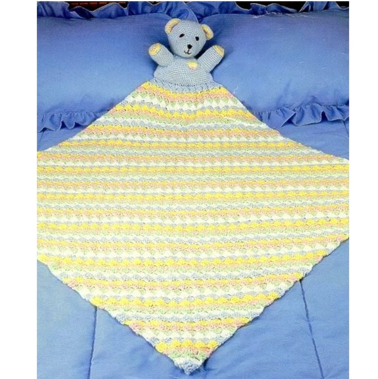 Vintage Crochet Pattern Teddy Bear Baby Comforter Afghan Etsy