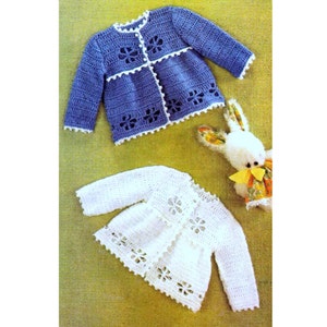 RETIREMENT SALE *** Vintage Crochet Pattern  PDF Baby Jacket Cardigan Coat  Matinee Flower