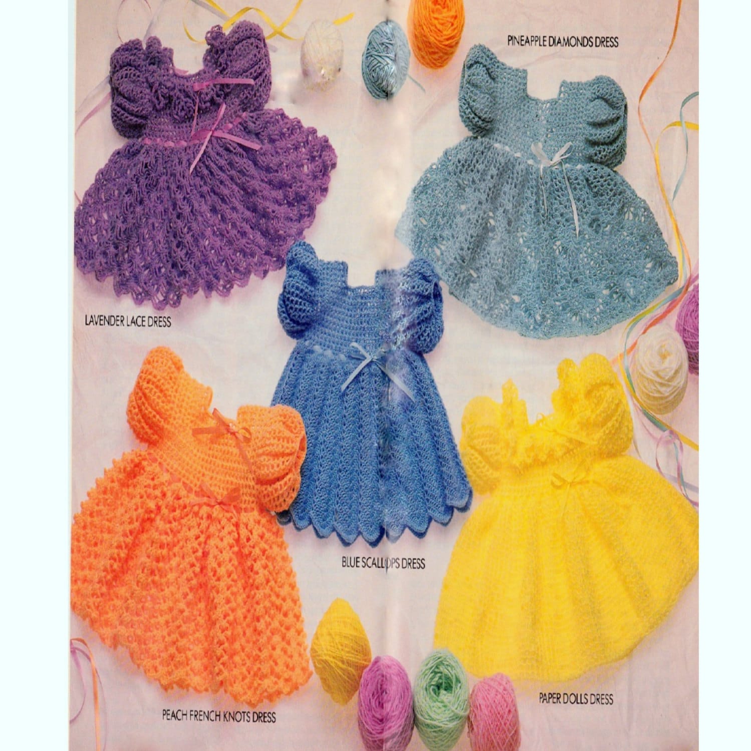 Vintage Crochet Pattern Booklet   Five Crochet Dress Patterns  Baby -…