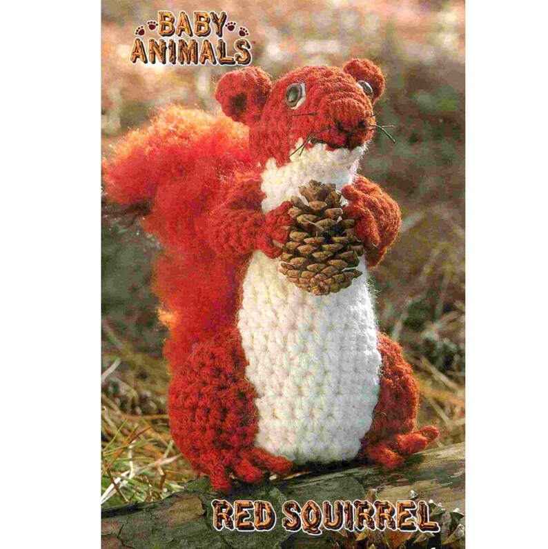 INSTANT DOWNLOAD PDF Vintage Crochet Pattern Red Squirrel Retro 1970s Soft Toy Animal Zoo Farm Woodland Christmas Fall Decoration