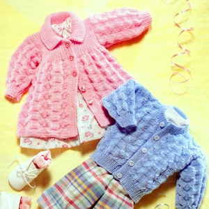 Vintage Knitting Pattern  Baby Matinee Cardigan Jacket  Coat  Boy or Girl PDF