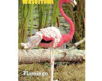 SALE *** Vintage Crochet Pattern  Large Flamingo Retro 1970s Soft Toy Animal Safari Zoo Jungle Miami Tropical Birds