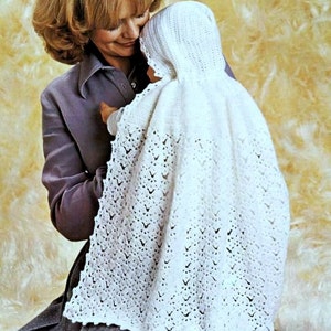 Vintage Crochet Pattern  PDF Baby Carrying Cape with Hood   Cloak Wrap Christening Baptism