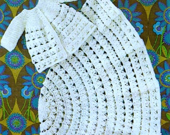 SALE ***  Vintage Crochet Pattern  PDF Baby Matinee Coat Jacket and Circular Christening Shawl