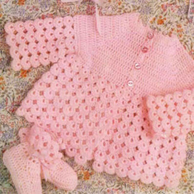 Vintage Crochet Pattern Baby Matinee Coat and Bootees Etsy
