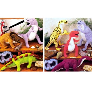 Vintage Crochet Pattern  Dinosaur Toys Tyrannosaurus Rex T Rex Stegosaurus Prehistoric