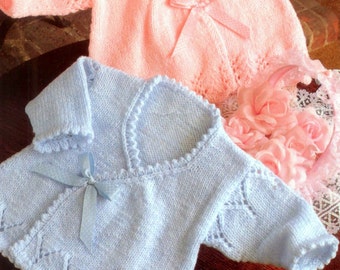 Vintage Knitting Pattern  Baby Wrapover Cardigan Jacket Coat  Ballet Top  Matinee Layette PDF
