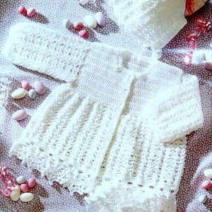 Vintage Crochet Pattern PDF  Baby Matinee Set 4ply  Jacket Bonnet and Booties  Cardigan Coat Hat Bootees Boots Pram Set
