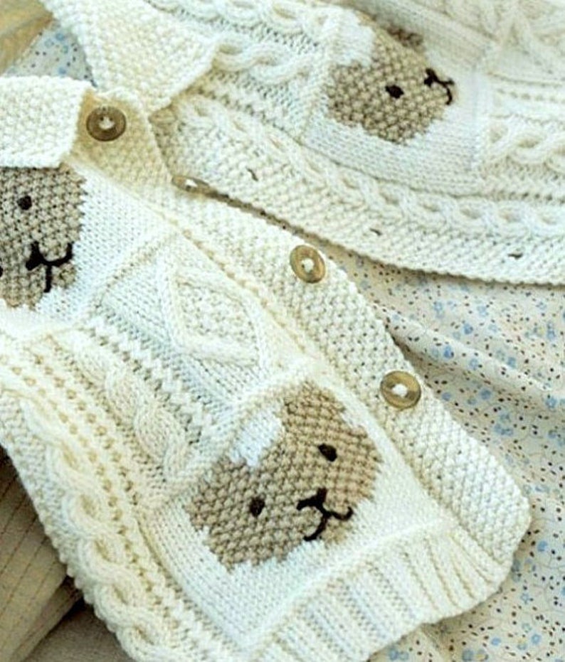 Vintage Knitting Pattern PDF Teddy Bear Cardigan for Baby Etsy UK