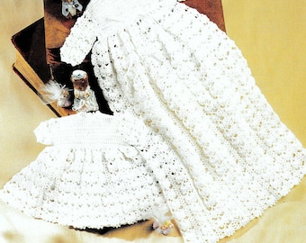 SALE *** Vintage Crochet Pattern PDF  Baby Christening Dress and Short Summer Dress  Baptism Gown Lace Heirloom