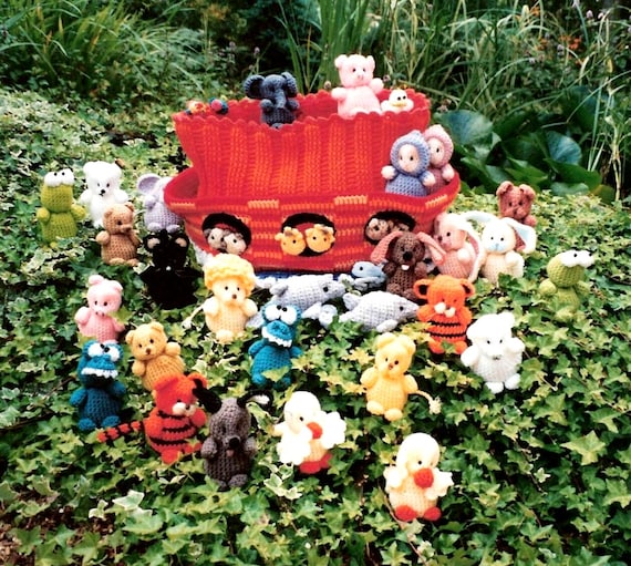 Vintage Crochet Pattern Noah S Ark And Beanie Animals 28 Etsy