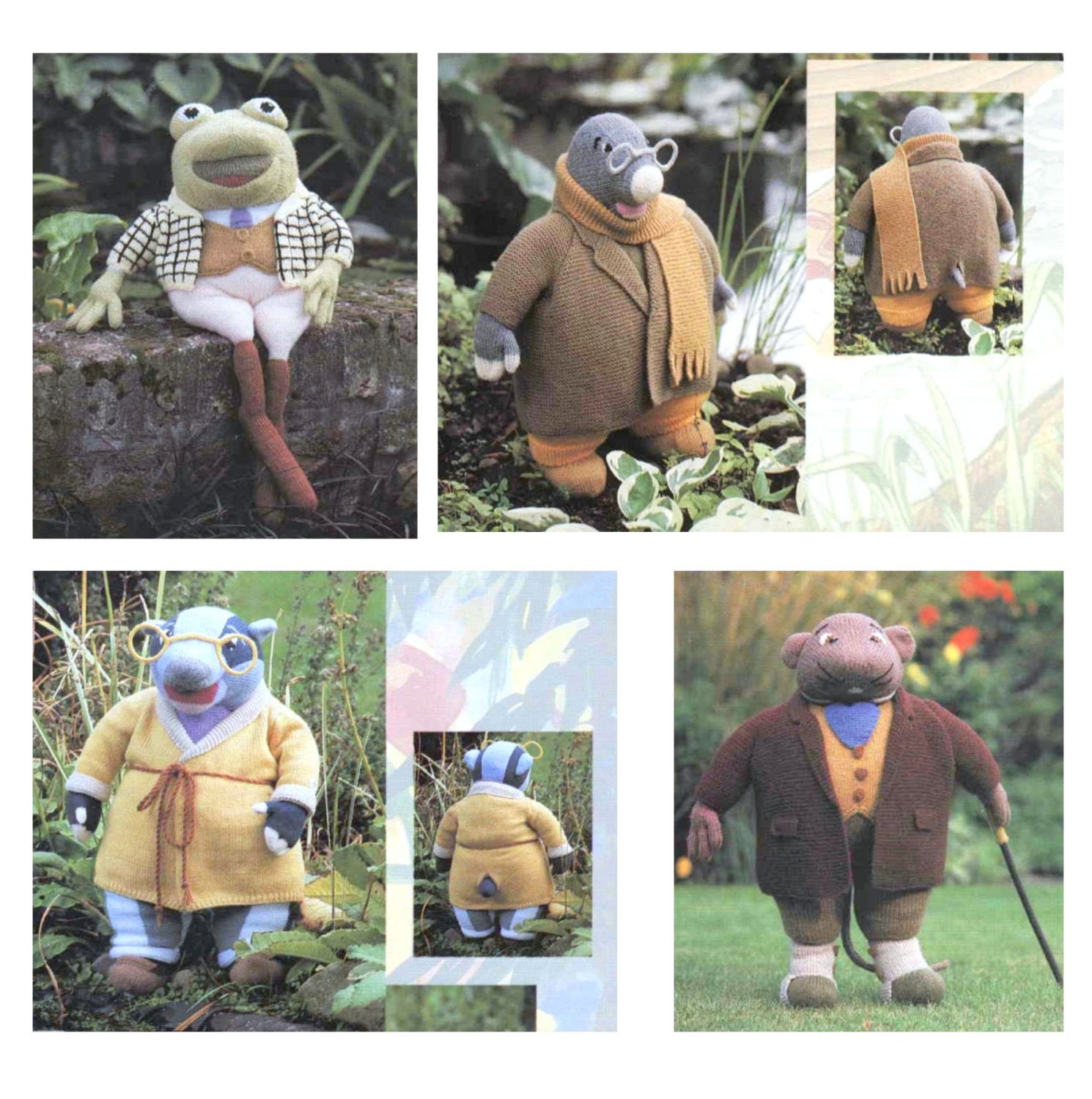 Vintage Knitting Pattern PDF Wind in the Willows Toad Badger Ratty Mo…