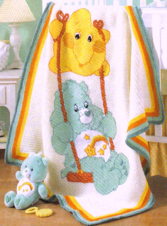 RETIREMENT SALE Vintage Crochet and Cross Stitch Pattern Care Bears Afghan Blanket Bedspread Throw Six Designs Etsy