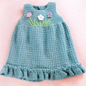 Vintage Crochet Pattern PDF  Baby Sundress Sun Tunic Top  and Brimmed Hat  Summer Dress 3 6 12 Months