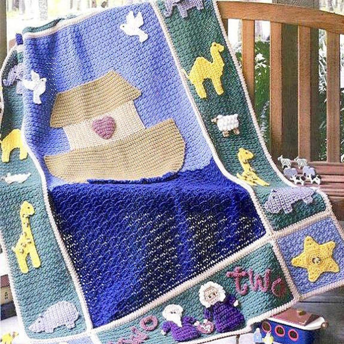 Vintage Crochet Pattern PDF Noah's Ark Afghan Animals Baby Etsy