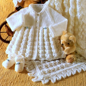 SALE *** Vintage Knitting Pattern  Baby Matinee Cardigan Jacket Coat  Shoes Bootees and Shawl  PDF Christening Baptism