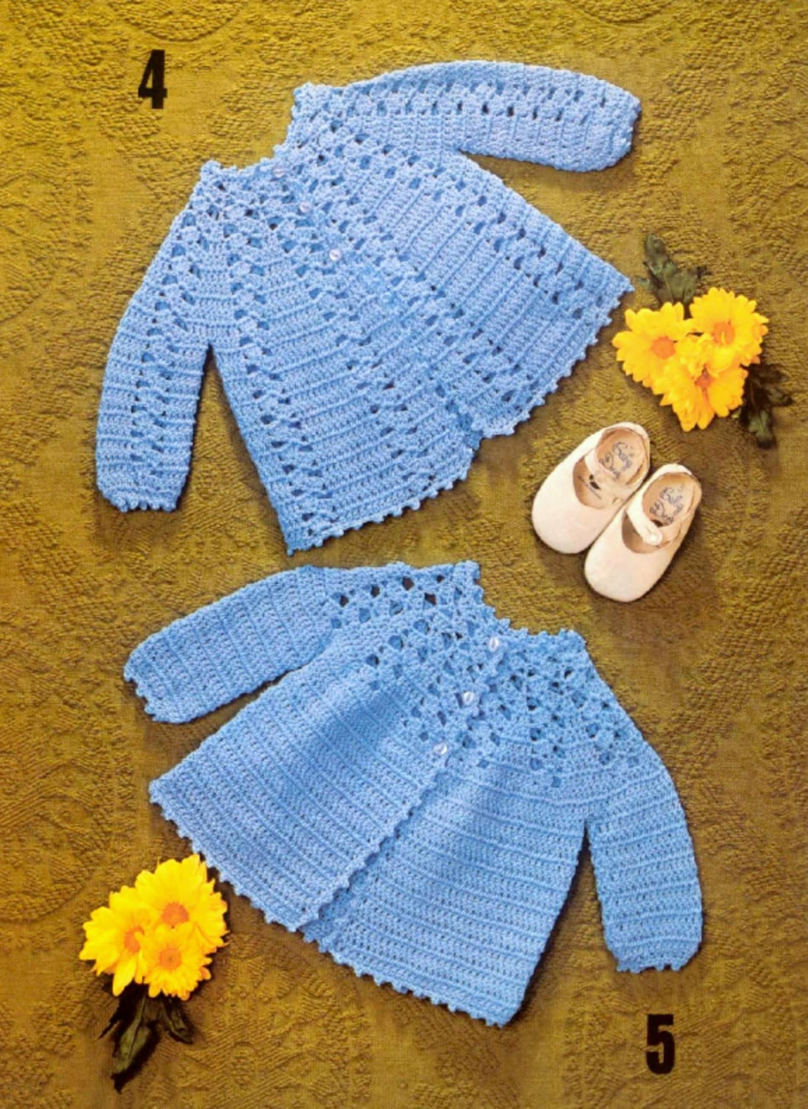 Vintage Crochet Pattern Baby Matinee Coat Booties and Angel Top