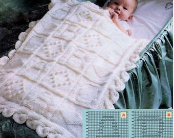 SALE *** Vintage Knitting Pattern ABC Baby Pram Cover Cot Blanket Christening
