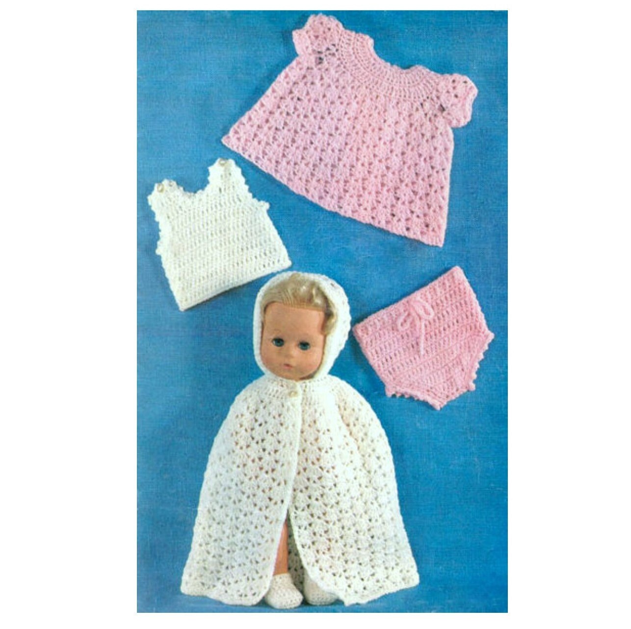 Instant CROCHET Pattern Baby Doll Clothes Vintage Kenyon Download Books 0972 Chest 1128cm /& Height 1436cm 5 Designs Fitting Doll