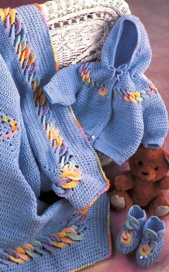 Vintage Crochet Pattern Baby Rings Layette Girl and Boy Afghan Bonnet Booties Dress Hooded Jacket Hoodie Blanket Etsy Canada