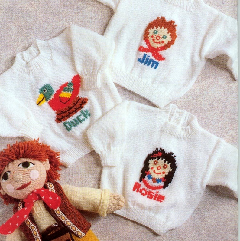 Vintage Knitting Pattern PDF Toys Rosie and Jim Dolls Mini - Etsy