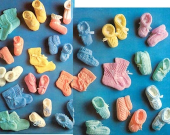 Vintage Knitting Pattern Booklet PDF  Baby Bootees 21 Designs  Boots Booties Shoes Slippers Birth to 9 Months