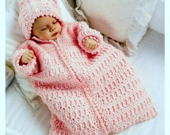 Vintage Crochet Pattern Baby Sleeping Bag  Cocoon Sleep Sack Papoose  INSTANT DOWNLOAD PDF