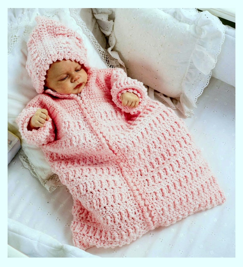 Vintage Crochet Pattern Baby Sleeping Bag Cocoon Sleep