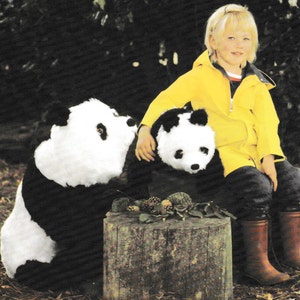 SALE *** Vintage Sewing Pattern Giant Panda Mother and Baby  Soft Toy  Plush   Zoo Animal Safari